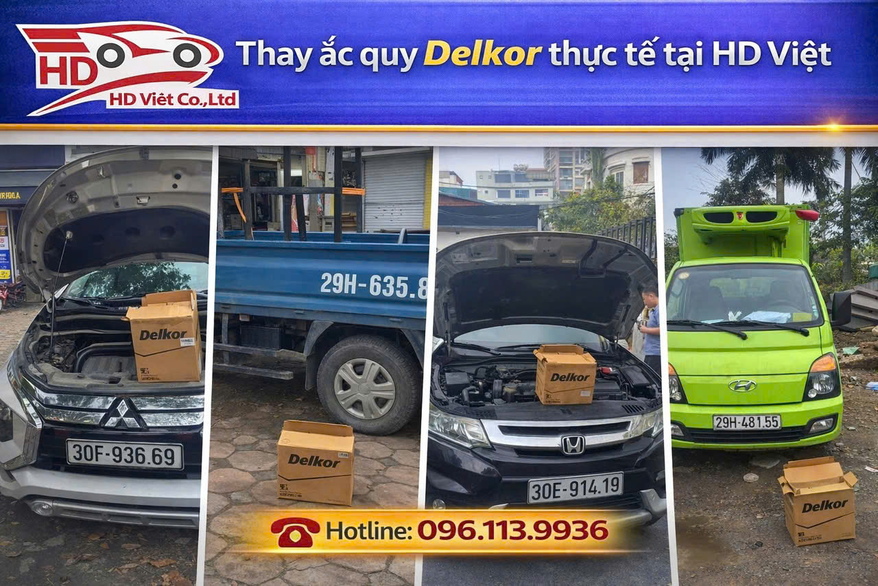 Hình ảnh thay ắc quy Delkor tại HD Việt